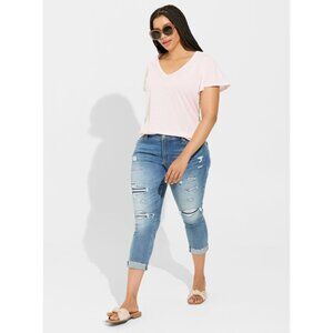 NWT Torrid Pink Girlfriend Heritage Slub V-Neck Flutter Sleeve Tee